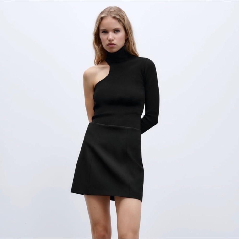 Zara Asymmetric Knit Turtleneck Top Bloggers Favorite Size L